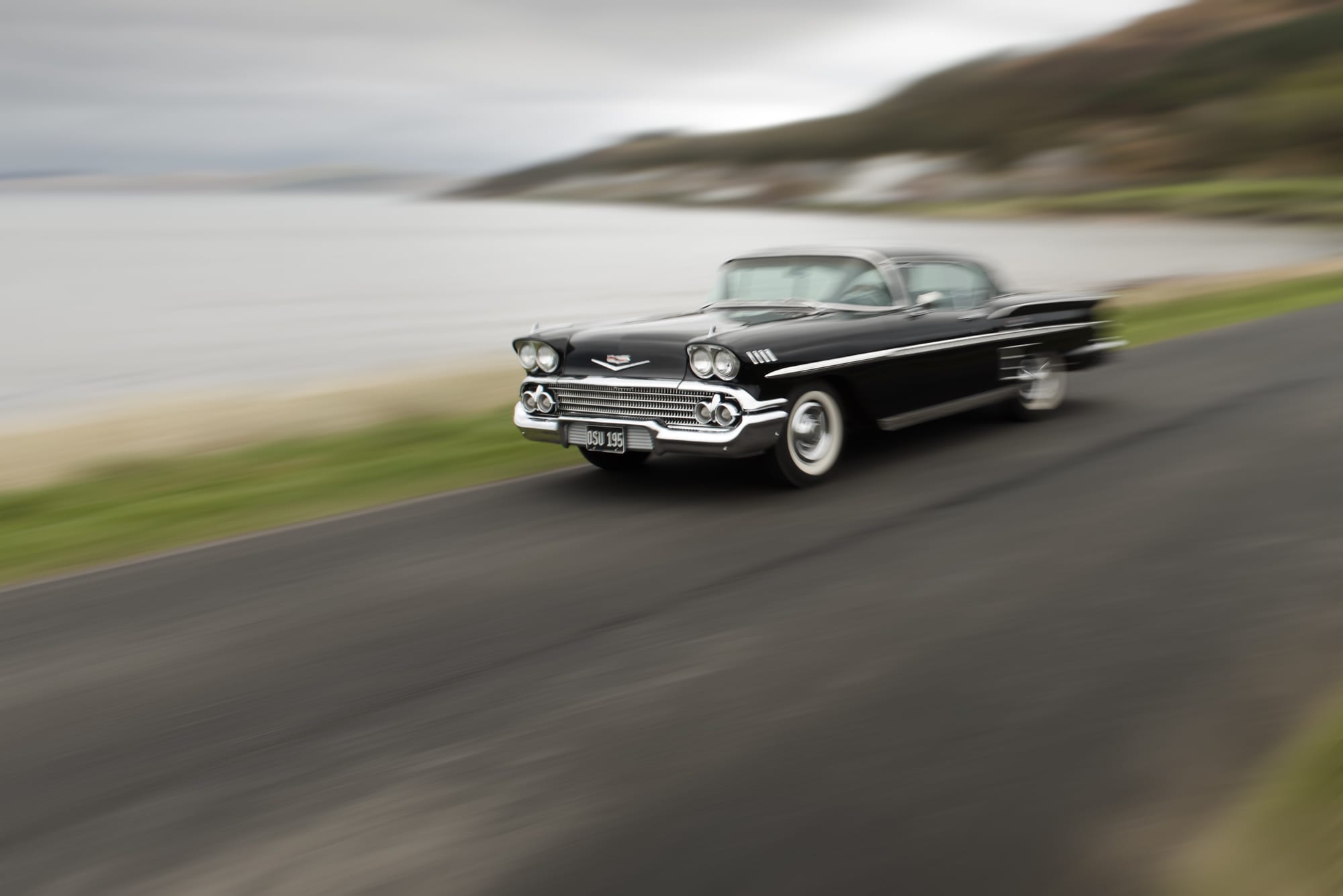 1958 Chevrolet Impala on road